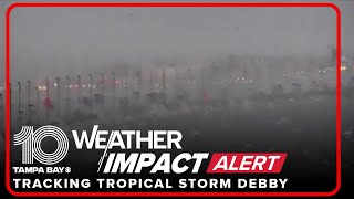 LIVE LOOK Conditions on the Howard Frankland Bridge Sunday during Tropical Storm Debby [upl. by Frohman654]