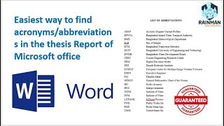 How to find abbreviations or acronyms in the report easily  Thesis formatting  Report [upl. by Eylloh]