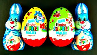 Giant Kinder Surprise Eggs Maxi Easter Eggs amp Bunny Rabbit Surprise Chocolate Egg Unboxing FluffyJet [upl. by Danyluk]