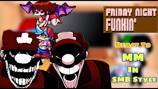 MX  Fnf React To POWERDOWN and DEMISE SMB Style  Marios Madness V2 [upl. by Krebs]