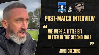 POST MATCH INTERVIEW  JONO GREENING Vs Dunston FC FA Cup [upl. by Ilahtan]