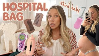 Whats in my HOSPITAL BAG  3rd baby essentials for labour amp postpartum [upl. by Walls]