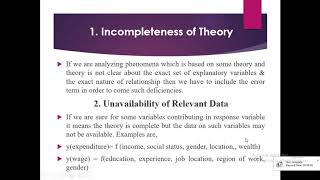 Econometrics1 Lecture 4 Part 4  Significance of Error Term  Why We Add Error Term in the Model [upl. by Emile]