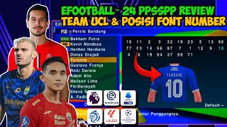 EFOOTBALL™ 24 PPSSPP REVIEW FONT NOMBER POSITION EREDIVISIE amp BRI LIGA INDONESIA [upl. by Anitsua90]