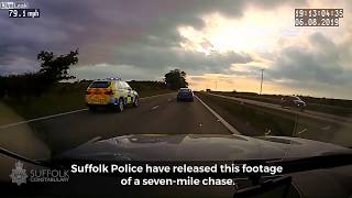 UK Suffolk Police High Speed Chase Results in Crash [upl. by Krista]