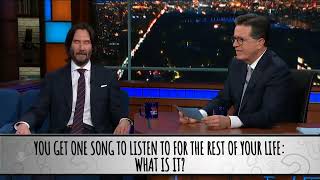 Keanu Reeves Joy Division  quotLove Will Tear Us Apartquot The Colbert Questionert [upl. by Nylirej272]