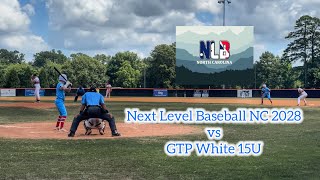 Next Level Baseball NC 2028 vs GTP White 15U  Dynamic Baseball Wood Bat 62224 [upl. by Giusto]