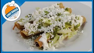 TACOS DORADOS DE POLLO con su salsa verde y sopa Receta 476  Chef Roger [upl. by Meehar]