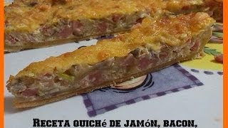 Receta paso a paso Quiché de jamón bacon champiñones y queso [upl. by Harpole689]