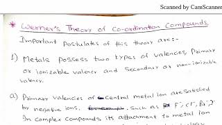 Werners Theory of Coordination Compound In hindi [upl. by Oina]