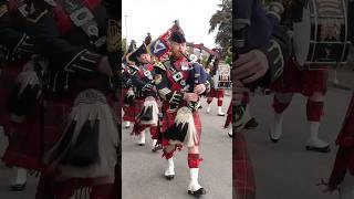 pipesanddrums marchingband lead Royal Guard on march to Ballater barracks Scotland 2024 shorts [upl. by Ardyaf320]