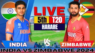 🔴 Live INDIA vs ZIMBABWE 5th T20I  IND vs ZIM Live cricket match Today  Live Score amp Commentary [upl. by Dusen]