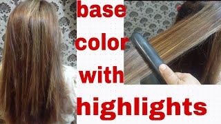 how to do base hair color with highlights  streaks  base color with highlights full method [upl. by Joelynn]