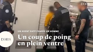 Un agent de sécurité de la RATP frappe un homme dans le métro à Paris [upl. by Ishii269]