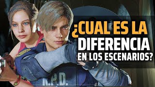 ¿CUAL ES LA DIFERENCIA EN LOS ESCENARIOS DE RESIDENT EVIL 2 REMAKE [upl. by Buffy474]