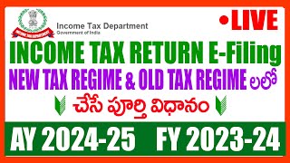 HOW TO FILE INCOME TAX RETURN E FILING AY 2024 25 FY 202324 IN TELUGU IT E FILING IN TELUGU 2024 [upl. by Jempty]