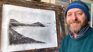 Charcoal Drawing  Cape Cornwall [upl. by Keldon]