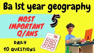 ba first year geography important questionsemester first geography question answers [upl. by Elehcin]