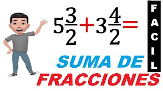 SUMA de FRACCIONES MIXTAS con IGUAL DENOMINADOR🔴 [upl. by Renny]