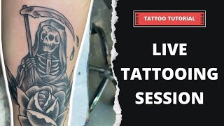 Grim Reaper Tattoo Live Tattoo [upl. by Morrissey]