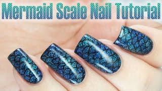 Mermaid Scales Nail Tutorial With Stamping [upl. by Aidnyc]