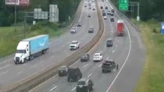 WTF Pickup Truck Tire Breaks Off Sending Driver Off Interstate In Chesterfield County Virginia [upl. by Eachelle172]