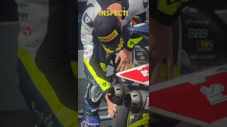 Tire inspection moto3 bike collin veidjer moto3 inspection pirellimoto [upl. by Lebam]