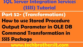 SSIS Tutorial Part 43OLE DB Command Transformation Insert Operation and Parameter Mapping [upl. by Oirretna]