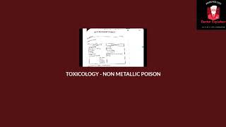 FORENSIC TOXICOLOGY LT 5  NON METALLIC POISON [upl. by Dewie783]