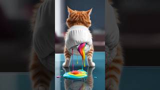 Kittys Colorful Surprise😁 A Rainbow💩🌈cat catlover cutecat ai shorts cute [upl. by Ayinat]