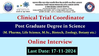 MPharm  PG degree in Science candidates  Online InterviewWalk Interview in TMC VARANASI mpharm [upl. by Anitram]