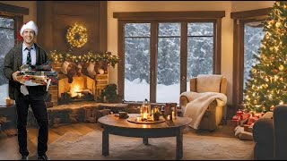 National Lampoons Christmas Vacation Ambience Home Tour ❄️ Snowfall Crackling Fire 🎄 Christmas Jazz [upl. by Chak]