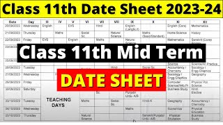 class 11 mid term date sheet 202324  cbse mid term date sheet 2023  cbse date sheet 202324 [upl. by Lorine]