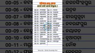 ଗାଡି ନମ୍ବର ଦେଖି ଜାଣନ୍ତୁ ଓଡିଶାର କେଉଁ ଜିଲ୍ଲାର  ଓଡିଶାର ସମସ୍ତ RTO  All RTO Codes in odisha gk odisha [upl. by Riella]