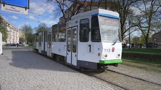 Poland Szczecin tram 1 ride from Plac Grunwaldzki to Rondo Olszewskiego [upl. by Acnalb]