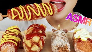 ASMR CHEESY MOZZARELLA CHEDDAR CORN DOGS CRUNCHY EATING SOUNDS MUKBANG No Talking [upl. by Ohce]