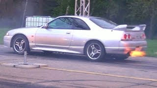 Nissan GTR FLAMES vs VW Corrado VR6 Turbo Drag Race 14 Mile Viertelmeile Beschleunigungsrennen [upl. by Odnalra43]