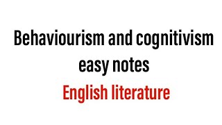 Behaviourism and cognitivism notes [upl. by Ardnaeel]