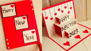 Happy New year card 2023  How to make New year greeting card  New year card making handmade easy [upl. by Legin470]