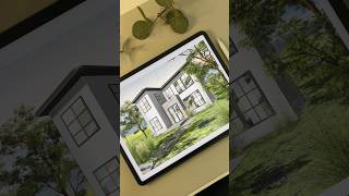 Creating architectural rendering with procreate and iPad architecture rendering visualization [upl. by Ariamat]