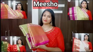 Meesho semi pattu sarees and soft silk sarees detail review viral subscribe review fashionnfun [upl. by Wylie267]