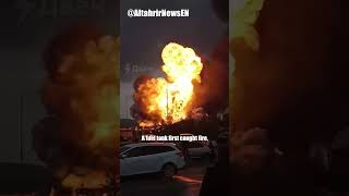 Fire and explosion at a petrol station in the Chechen capital [upl. by Nodnalb]