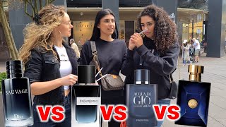 Women React to Dior Sauvage YSL Y EDP Armani Acqua Di Gio Profondo amp Versace Dylan Blue BATTLE [upl. by Edwine]