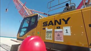 crawler crane Sany 100 how to change engine oil oil filter diesel filter and air filter [upl. by Etnoled]