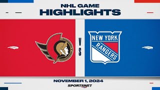 NHL Highlights  Senators vs Rangers  November 1 2024 [upl. by Seagraves35]