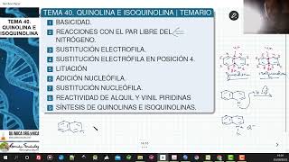 TEMA 40 QUINOLINA E ISOQUINOLINA  TEMARIO [upl. by Herby]