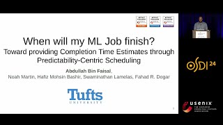 OSDI 24  When will my ML Job finish Toward providing Completion Time Estimates through [upl. by Nasus]