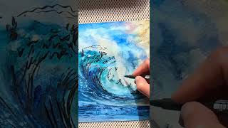 Vague 3 aquarellefacile art aquarelle painting aquarelleart watercolorpainting dessin [upl. by Erskine26]