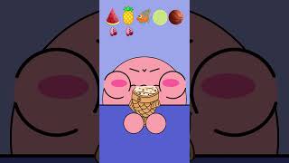 Kirby Animation  Eating Emoji Ice Cream🍦asmr mukbang [upl. by Enitnemelc]