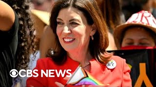 Governor Kathy Hochul wins Democratic nomination in New York primary election [upl. by Osnofledi]